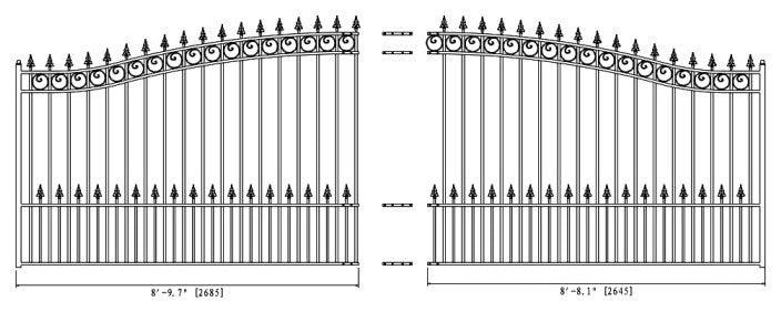 Aleko Driveway Gates Iron Wrought Steel Prague Style Single Dividable, 18'