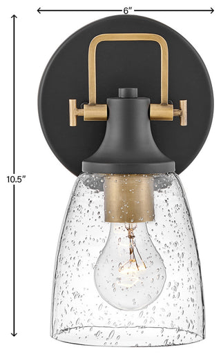 Hinkley Easton 6" Single Light Bath Vanity Fixture, Black + Heritage Brass