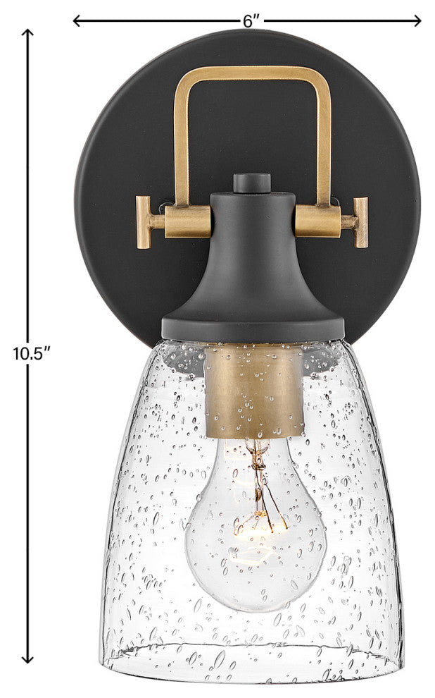 Hinkley Easton 6" Single Light Bath Vanity Fixture, Black + Heritage Brass