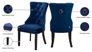 Nikki Velvet Dining Chairs, Set of 2, Navy