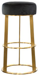 Ainsley Bar Stool Black Velvet Fabric With Brushed Gold Metal Base