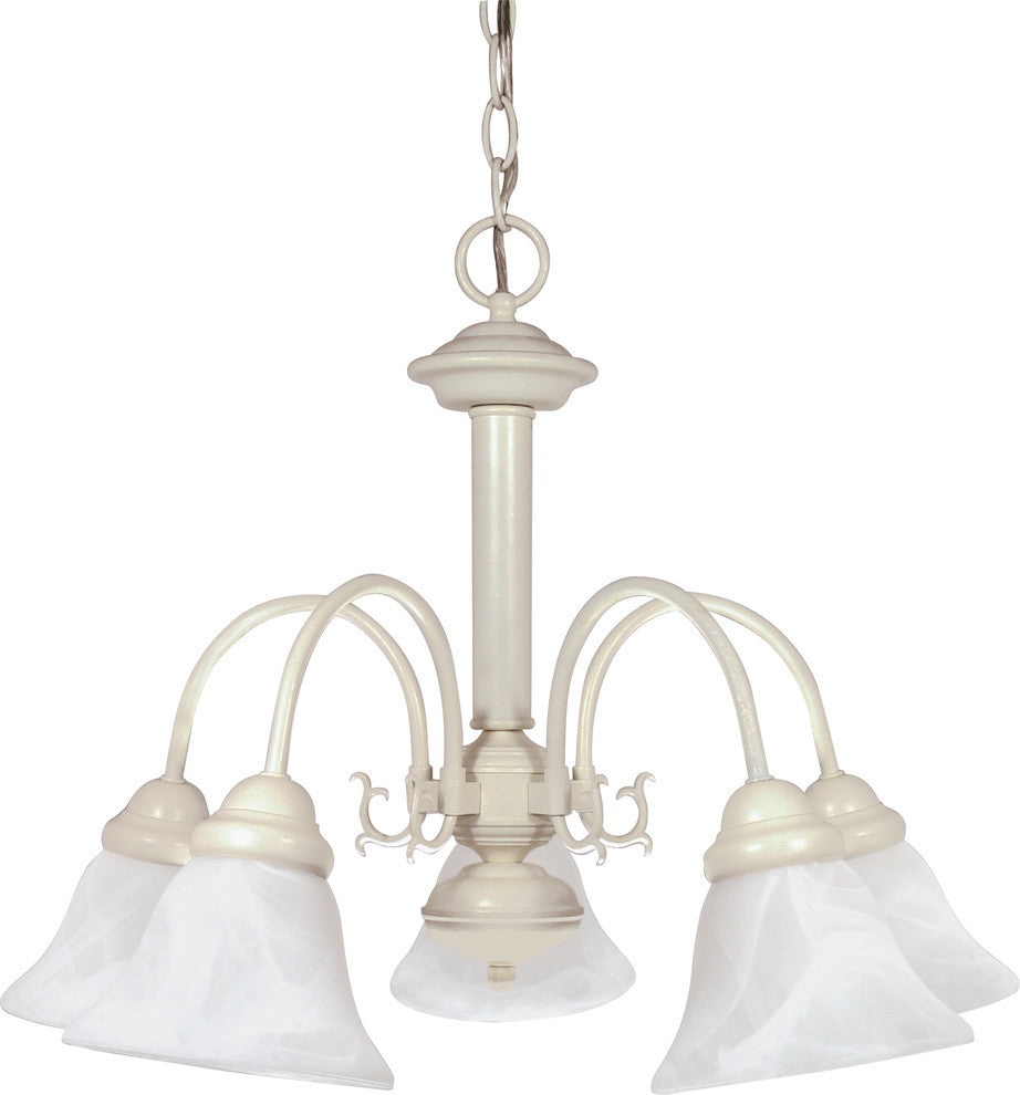 Ballerina 5 Light - 24" Chandelier Alabaster Glass Bell Shades