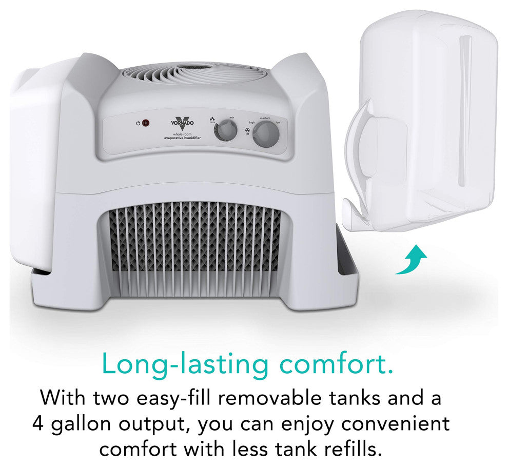 Evap40 4-Gallon Evaporative Humidifier With Adjustable Humidistat and 3 Speeds.