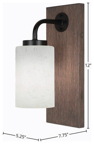 Oxbridge Wall Sconce, Matte Black & Painted Distressed Metal, 4" White Muslin