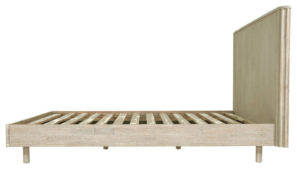 Oasis Acacia Wood Platform Bed, Beige, Single