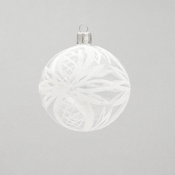 Glass Ball Ornament With White Ribbons