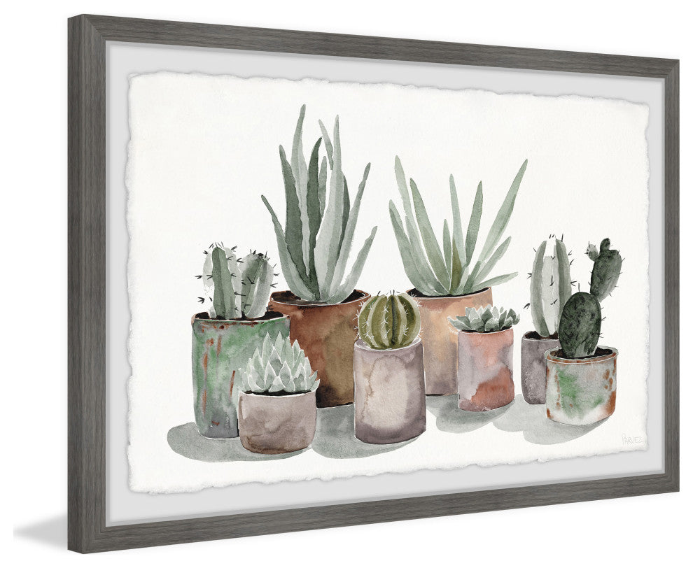 "Pastel Succulent Vases" Framed Painting Print