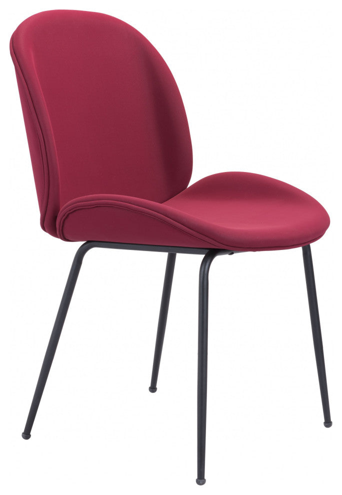 Set of Two Contempo Red Velvet Dining Chairs