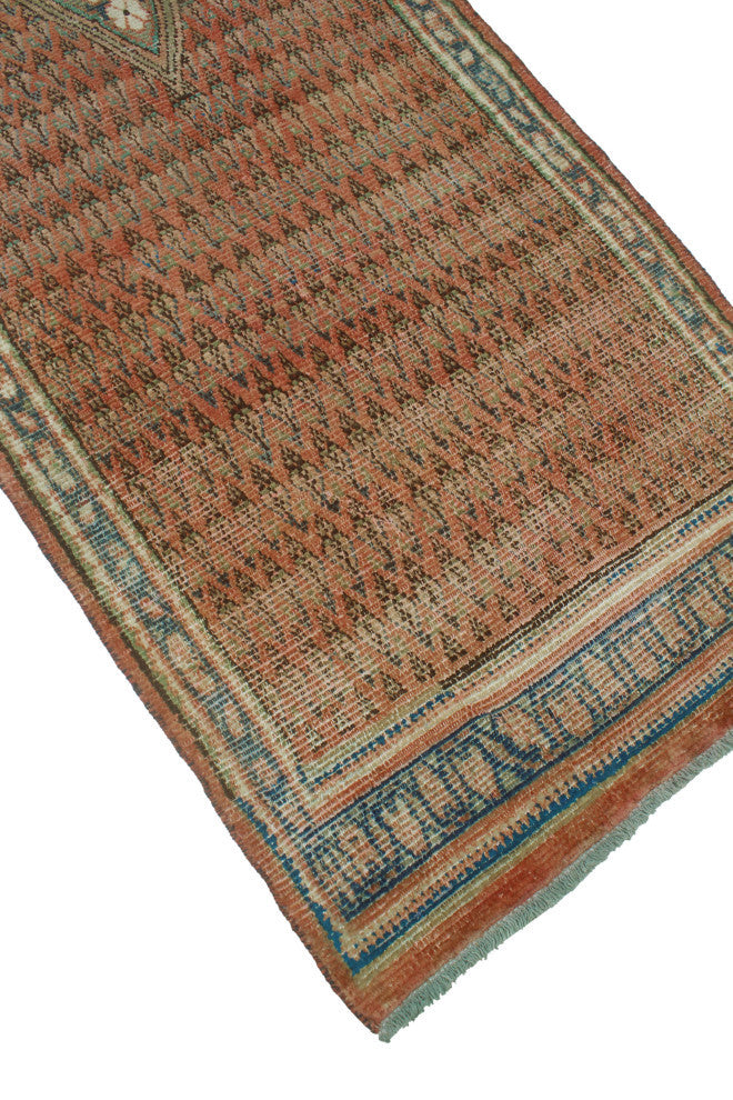 Semi-Antique Ilker Rust/Blue Runner, 3'4x9'7