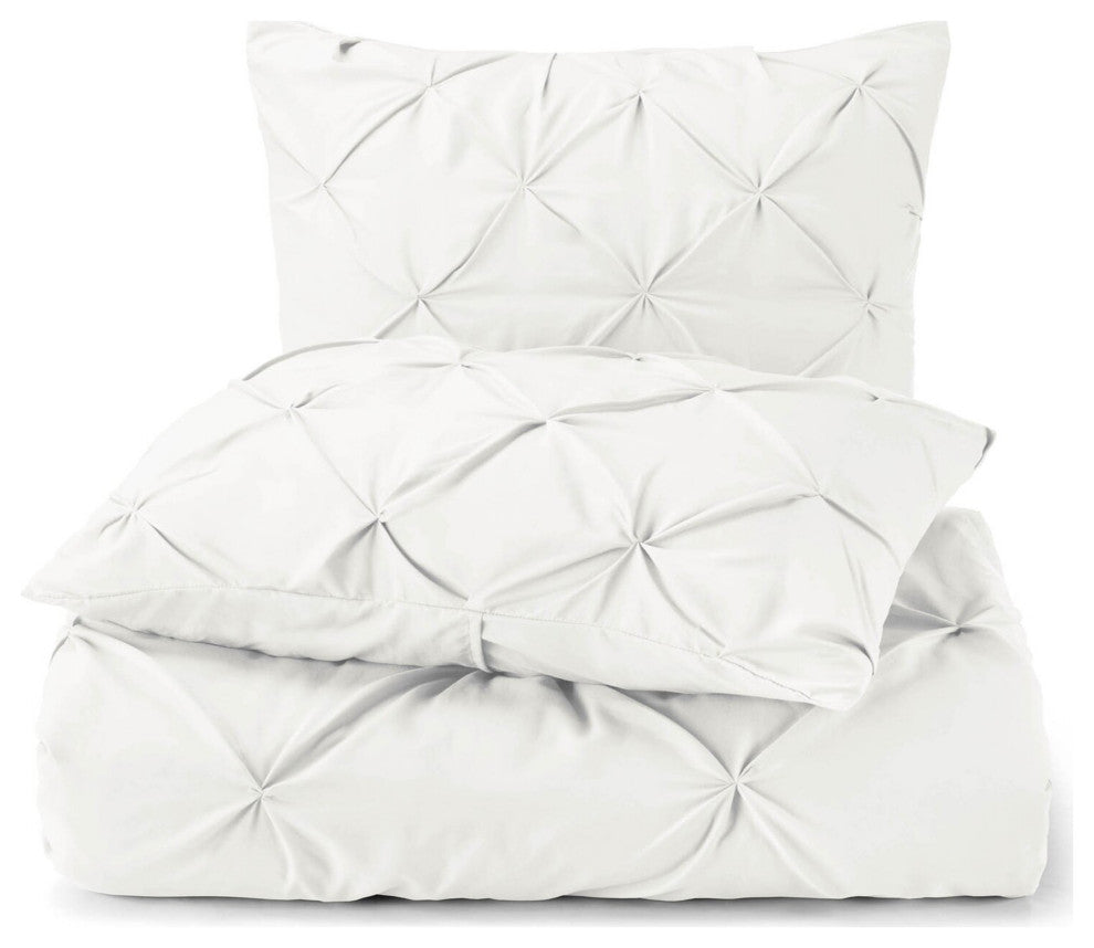 Organic Cotton 300 TC GOTS Certified 8 Internal Ties Fair Trad Pintuck Duvet Set