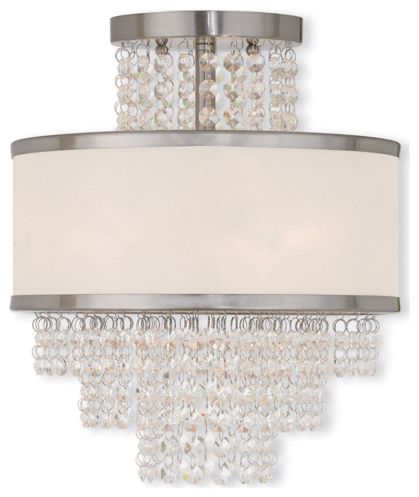 Livex 50793-91 3-Light Brushed Nickel Ceiling Mount, Brushed Nickel