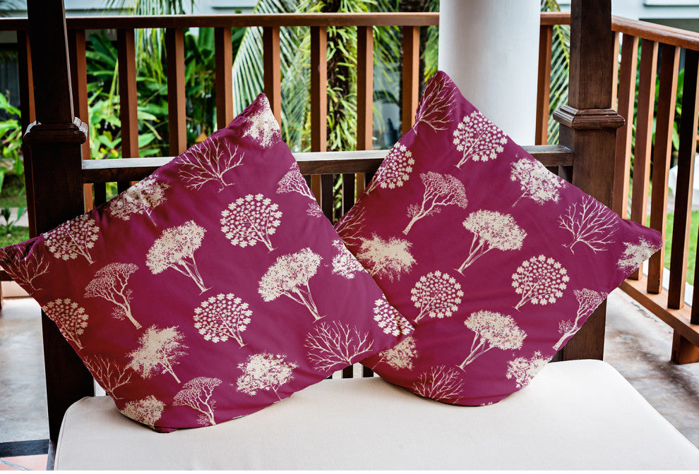 20" x 20" Field of Trees Indoor/Outdoor Polyester Throw Pillow, Dusty Rose