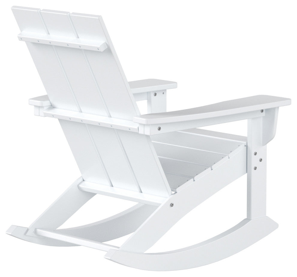 WestinTrends 3PC Outdoor Patio Adirondack Rocking Chair, Side Table Set, White