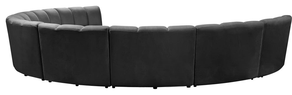 Infinity Channel Tufted Velvet Modular Chair, Gray, 8 Piece
