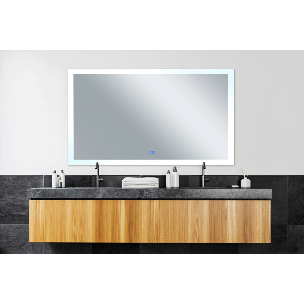 Abigail Rectangle Matte White LED 58 in. Mirror