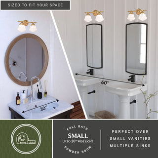 Huntley 2 Light Gold Brass Farmhouse Bathroom Vanity Wall Fixture Schoolhouse