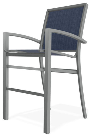 Kendall Sling Bar Height Stackable Outdoor Stool, Mavi/Graphite
