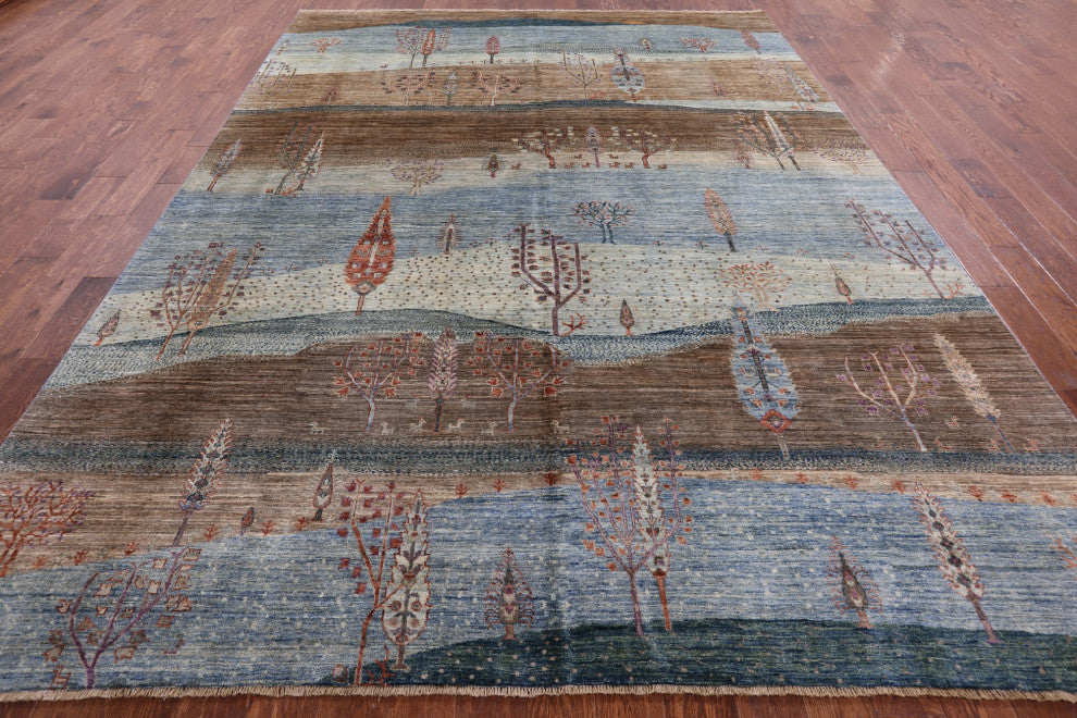 Tribal Persian Gabbeh Hand Knotted Rug 8' 9" X 11' 11" Q7926