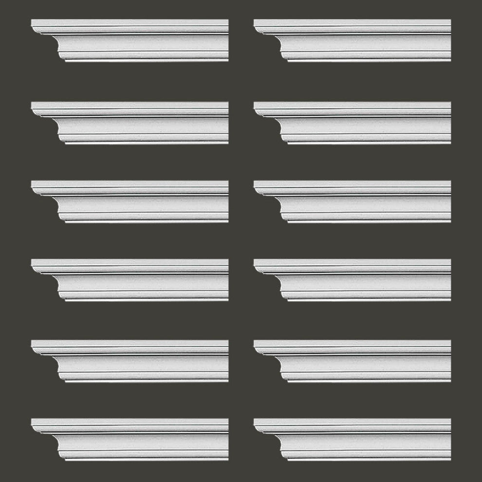 Cornice White Urethane Ipswich Simple Design 12 Pieces Totaling 1128" Length