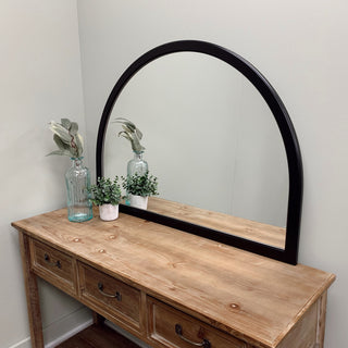 Pescara Framed Mantel Mirror, Crescent Cathedral, 38.4"x27.4", Matte Black