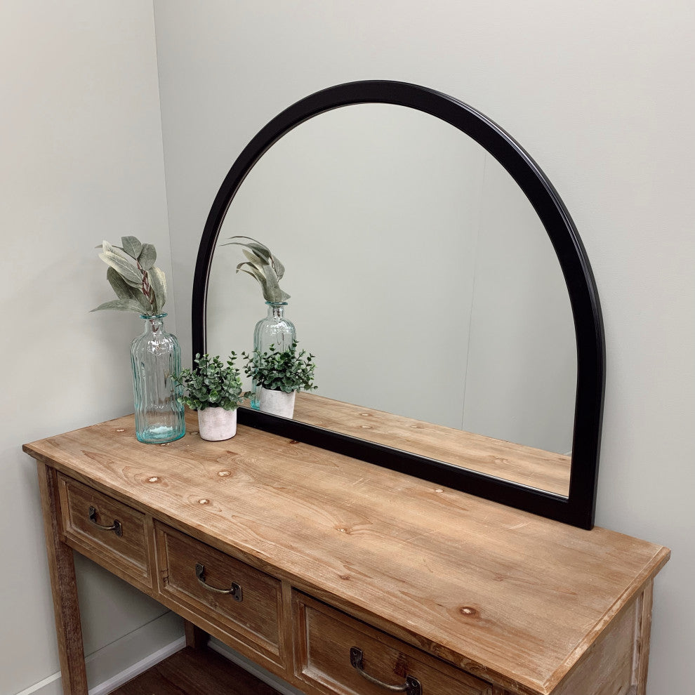 Pescara Framed Mantel Mirror, Crescent Cathedral, 38.4"x27.4", Matte Black