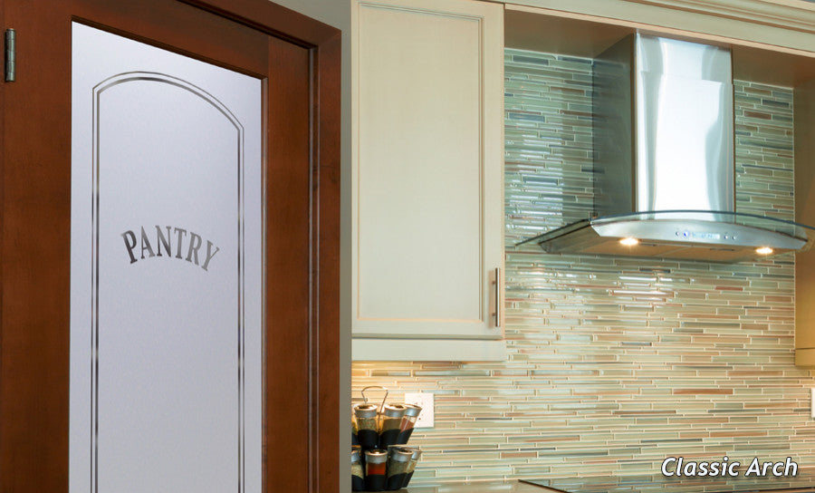 Pantry Door - Classic Arched - Primed - 28" x 96" - Knob on Left - Push Open