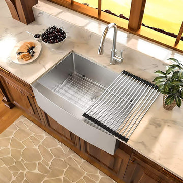 33" x 22" Stainless Steel Farmhouse Apron Kitchen Sink with Accessories