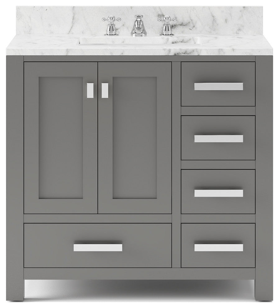36" Wide Cashmere Gray Single Sink Bathroom Vanity, Faucet Included