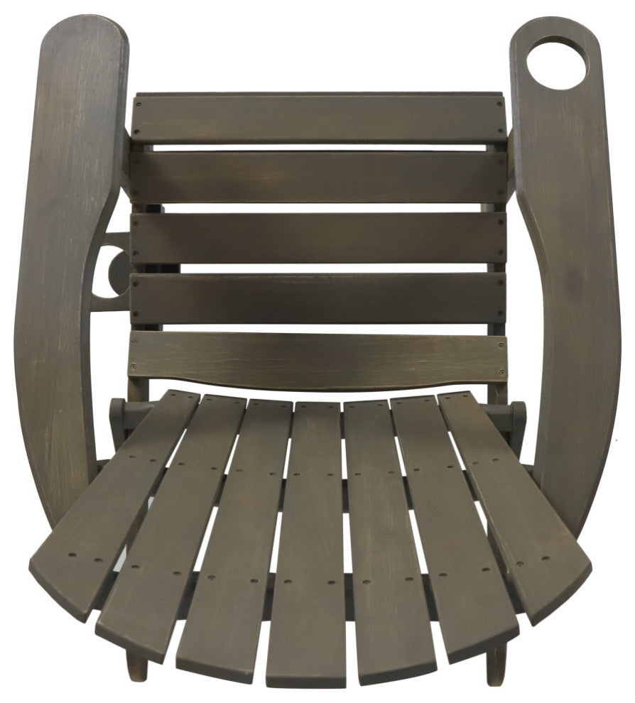 Yadiel Outdoor Acacia Wood Folding Adirondack Chair, Gray
