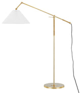 Dorset 1-Light Floor Lamp by Mark D. Sikes, Aged Brass Frame, Cream Shade