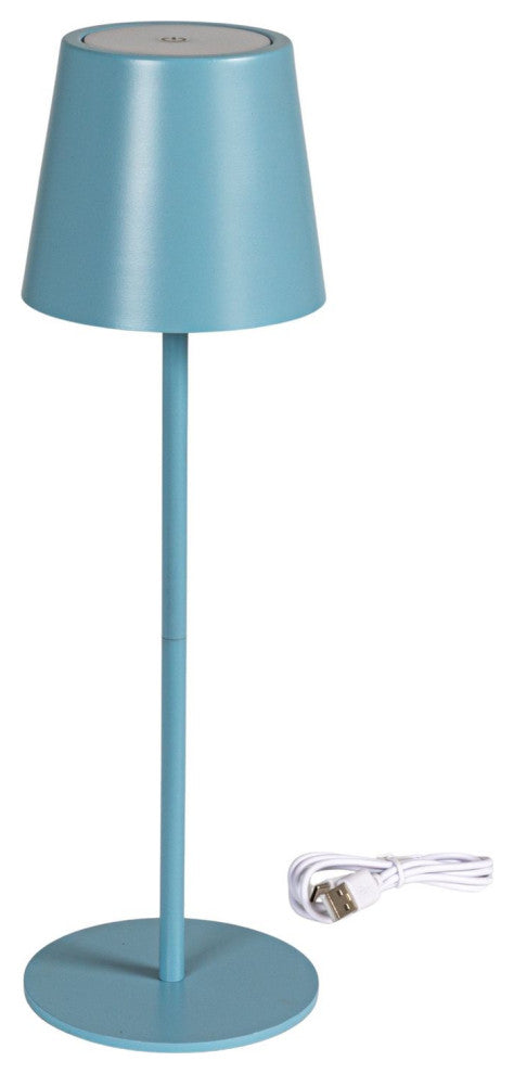 Metal LED Rechargeable Table Lamp With Touch Sensor, Blue