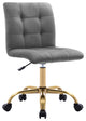 Square Tufted Desk Rolling Chair, Grey-Velvet