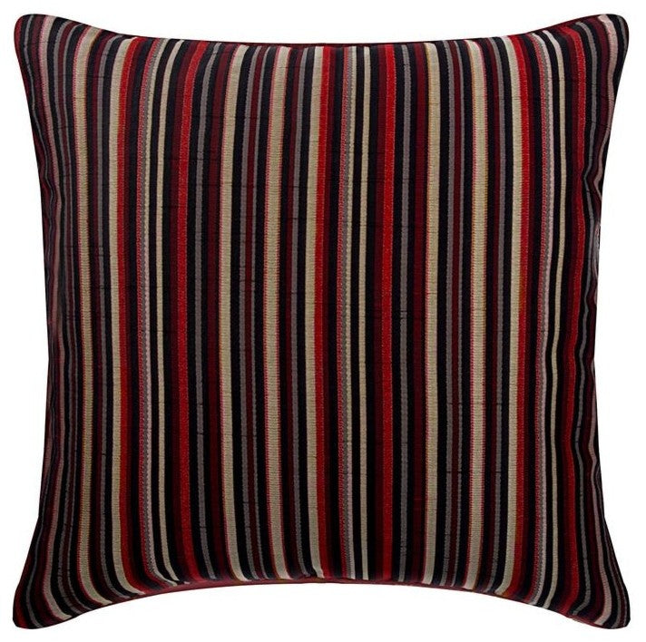 Decorative Striped Red Jacquard Silk 24"x24" Pillow Cover, Striped Right