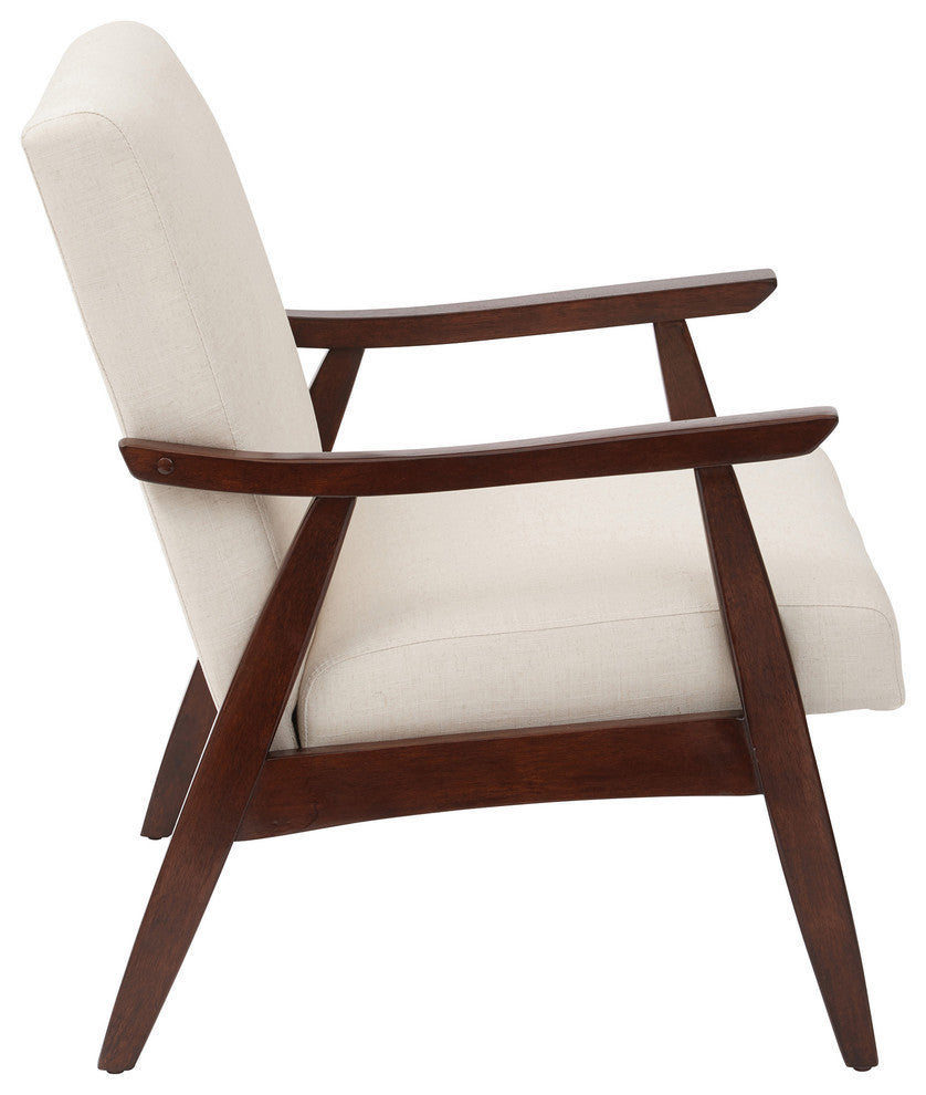 Davis Chair, Linen Fabric With Medium Espresso Frame