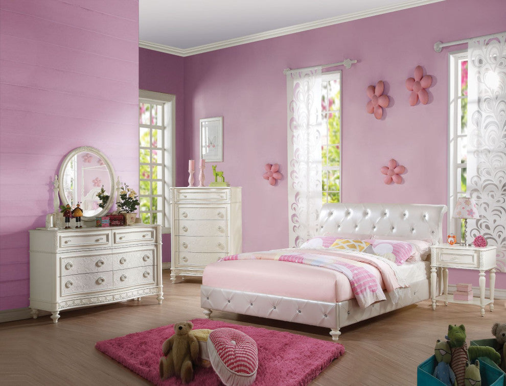 Wood Chest With Drawers, Ivory Finish
