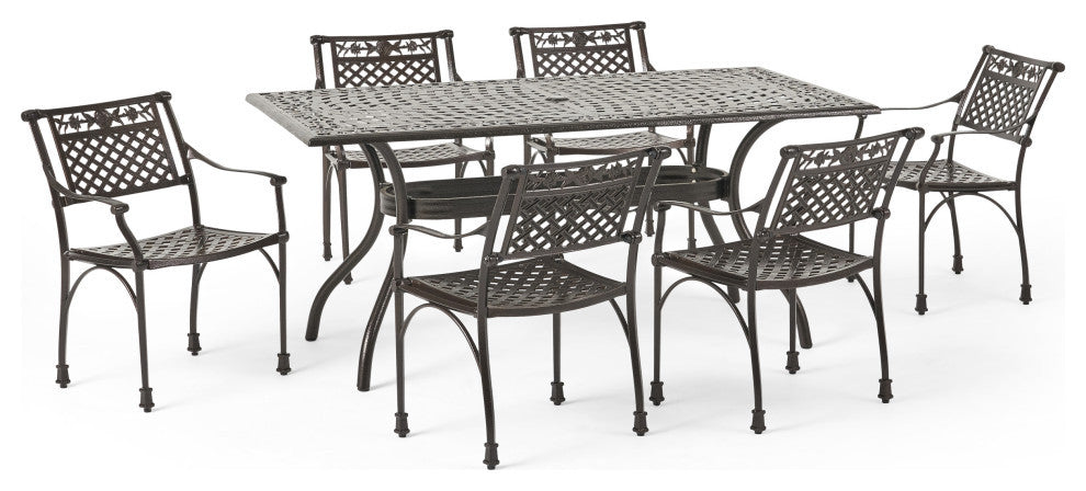 David Outdoor Aluminum 7-Piece Dining Set