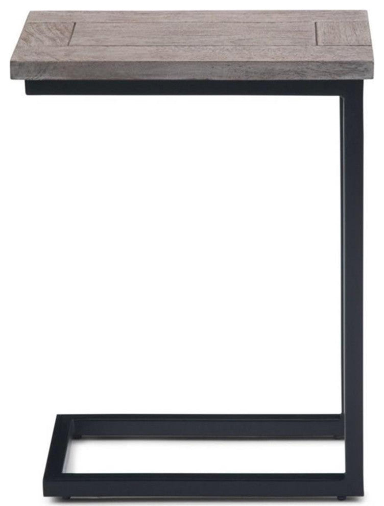 Wood And Metal 18 Inch Wide Rectangle C Side Table In Birch, Fully Assembled