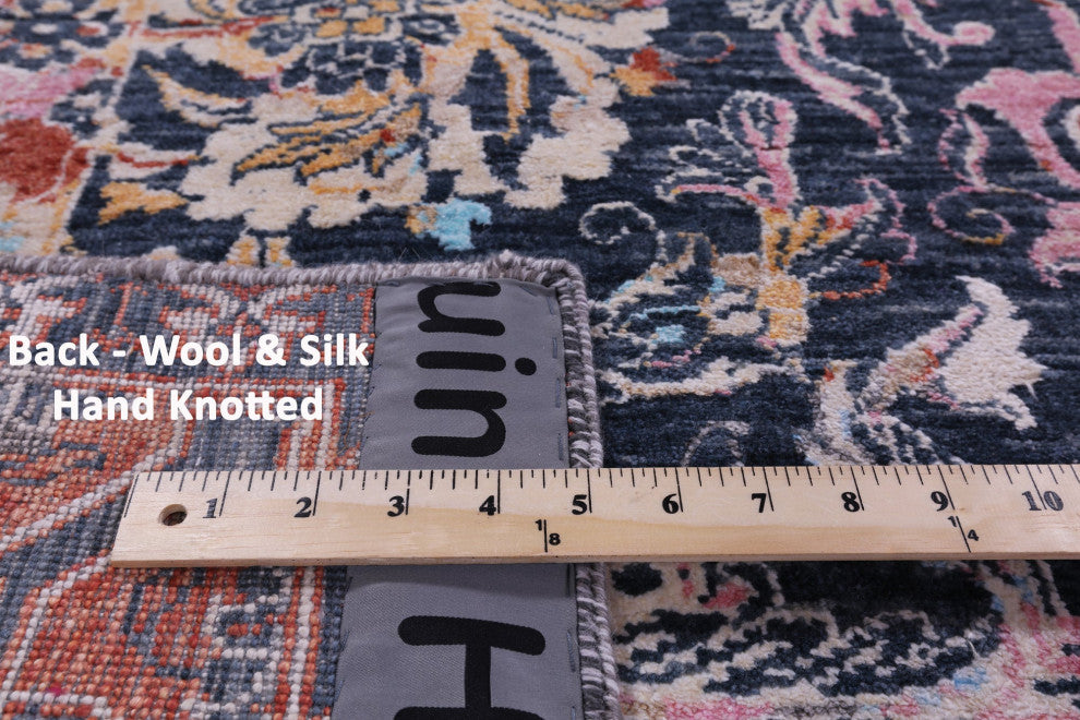 Wool & Silk Persian Hand Knotted Rug 7' 11" X 9' 9" - Q15554