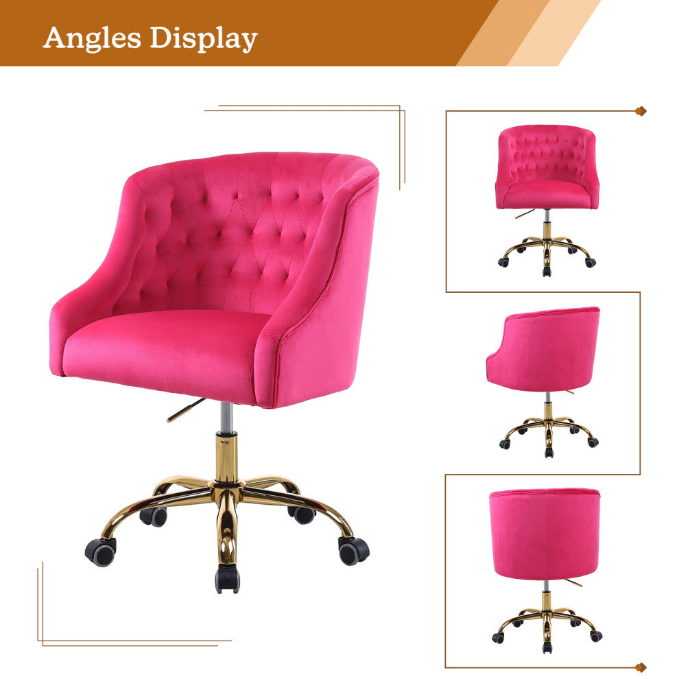 Home Office Swivel Chair with Button-Tufted Back, Fushia