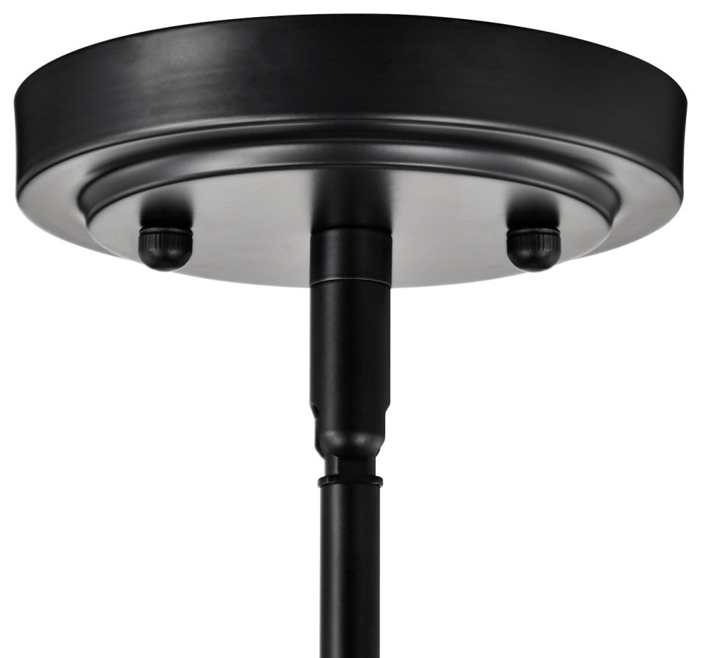 1-Light 10 in. Matte Black Pendant Light With Bowl Shaped Clear Glass Shade