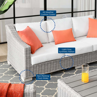 Conway Outdoor Patio Wicker Rattan Sofa Light Gray White