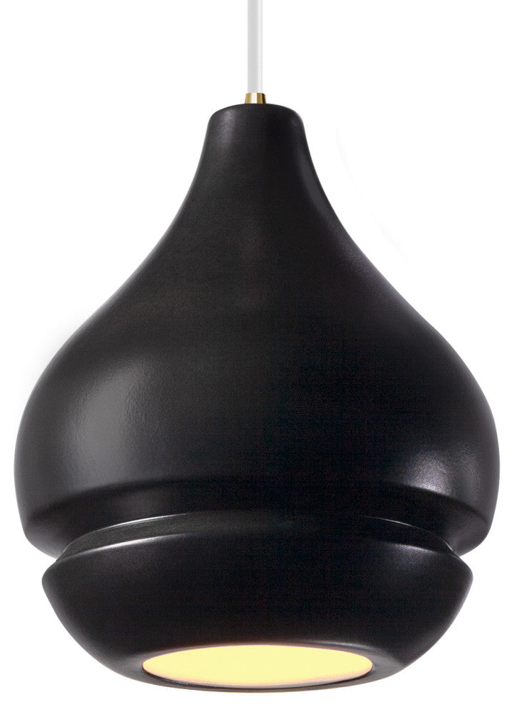 Radiance Arabesque 1-Light Pendant, Carbon, Matte Black, Antique Brass, E26