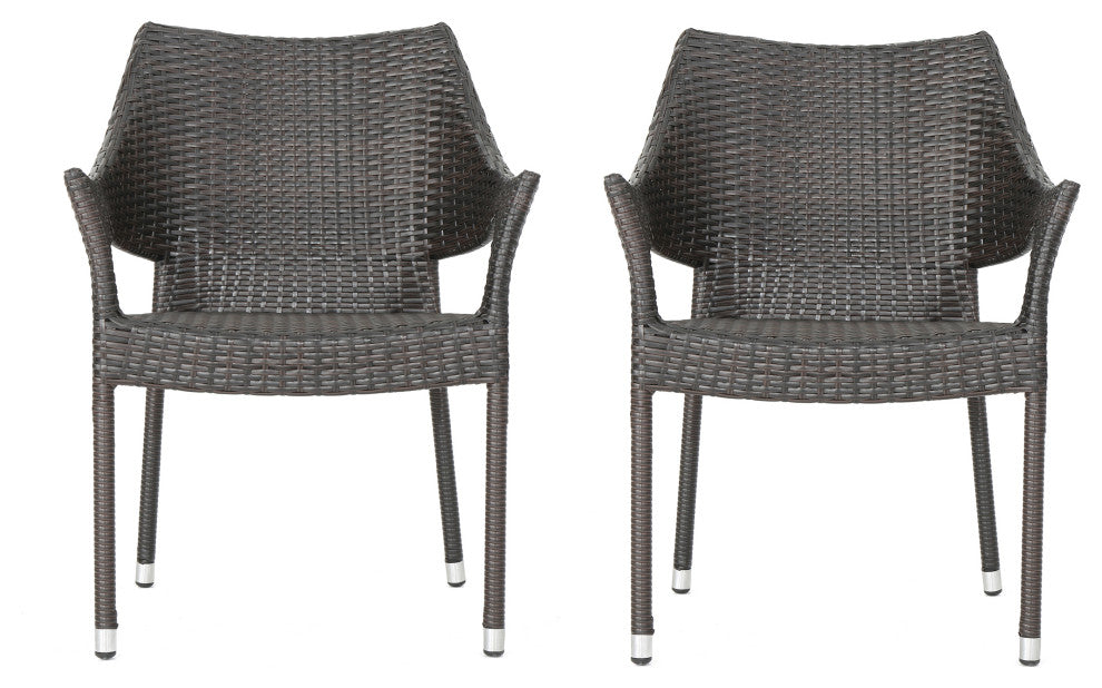 Del Mar Outdoor Brown Wicker Chairs, Set of 2