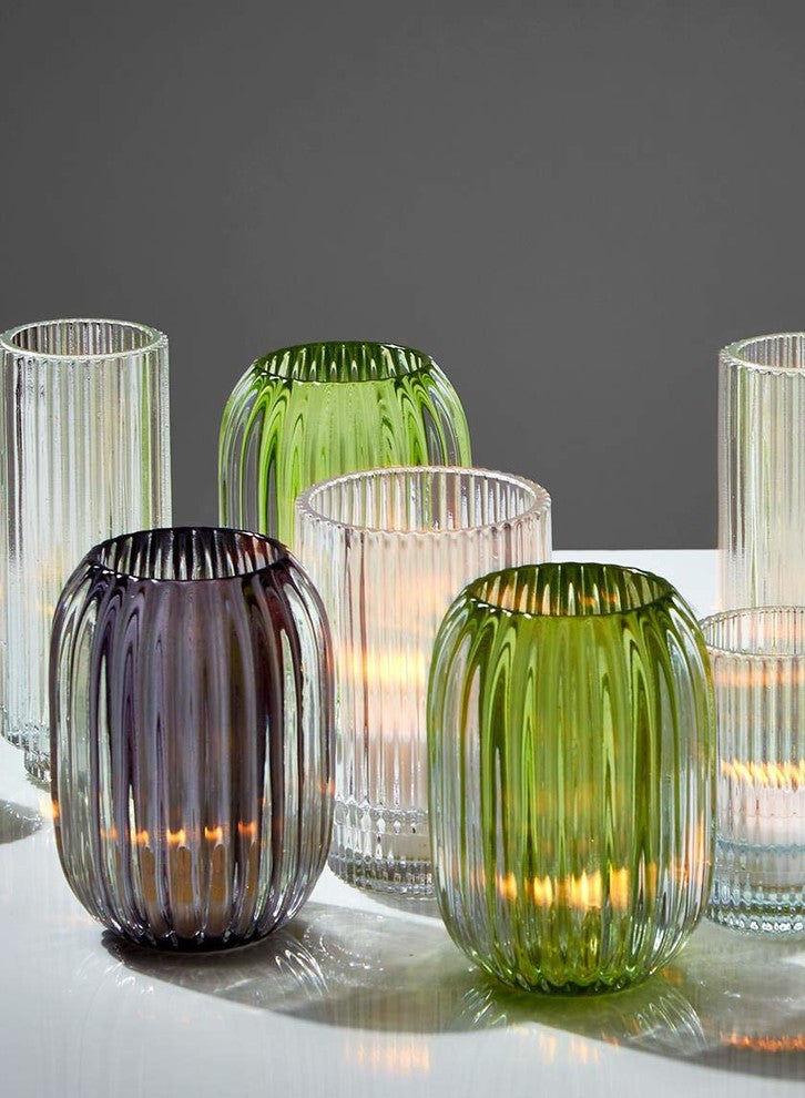 Smoke Grey Optical Glass Votive Holder