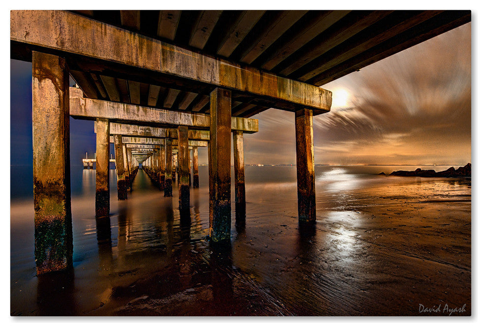 'Coney Island Pier by Moonlight' Canvas Art by David Ayash