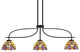 Cavella 3 Light Island Light, Matte Black Finish, 7" Lynx Art Glass