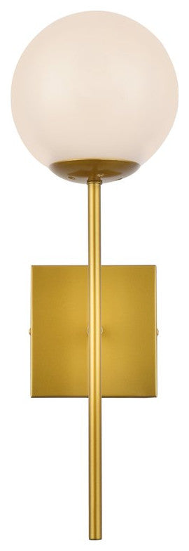 Noah 1-Light Brass and White Glass Wall Sconce