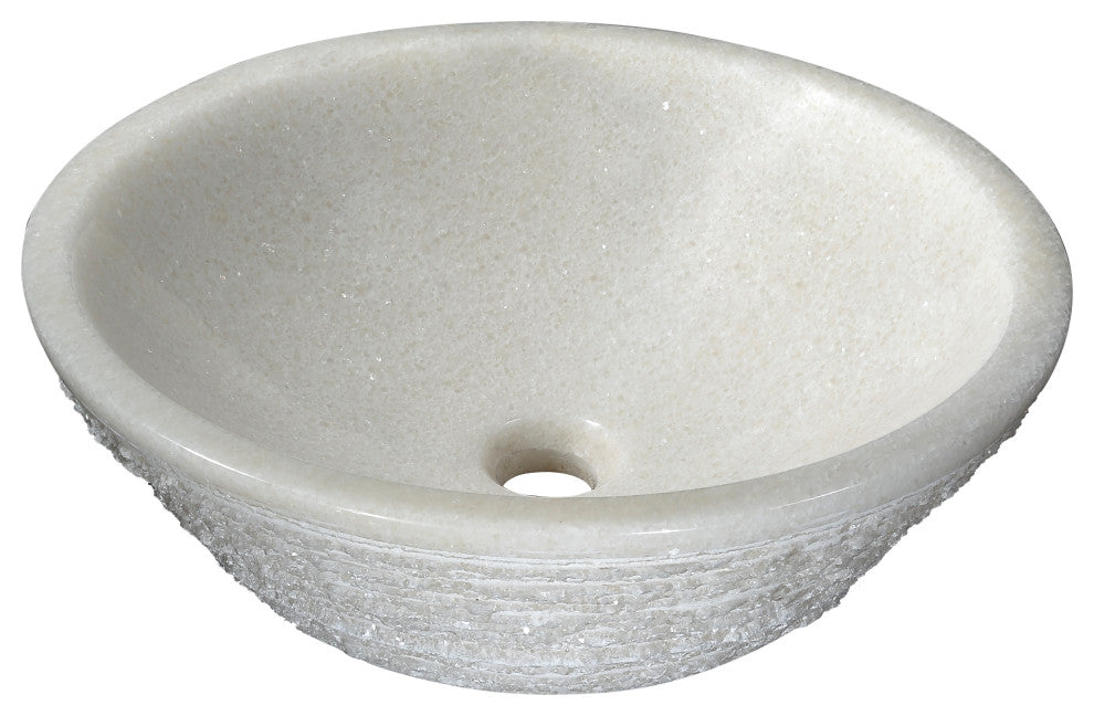 ANZZI Nora Natural Stone Vessel Sink, White Marble