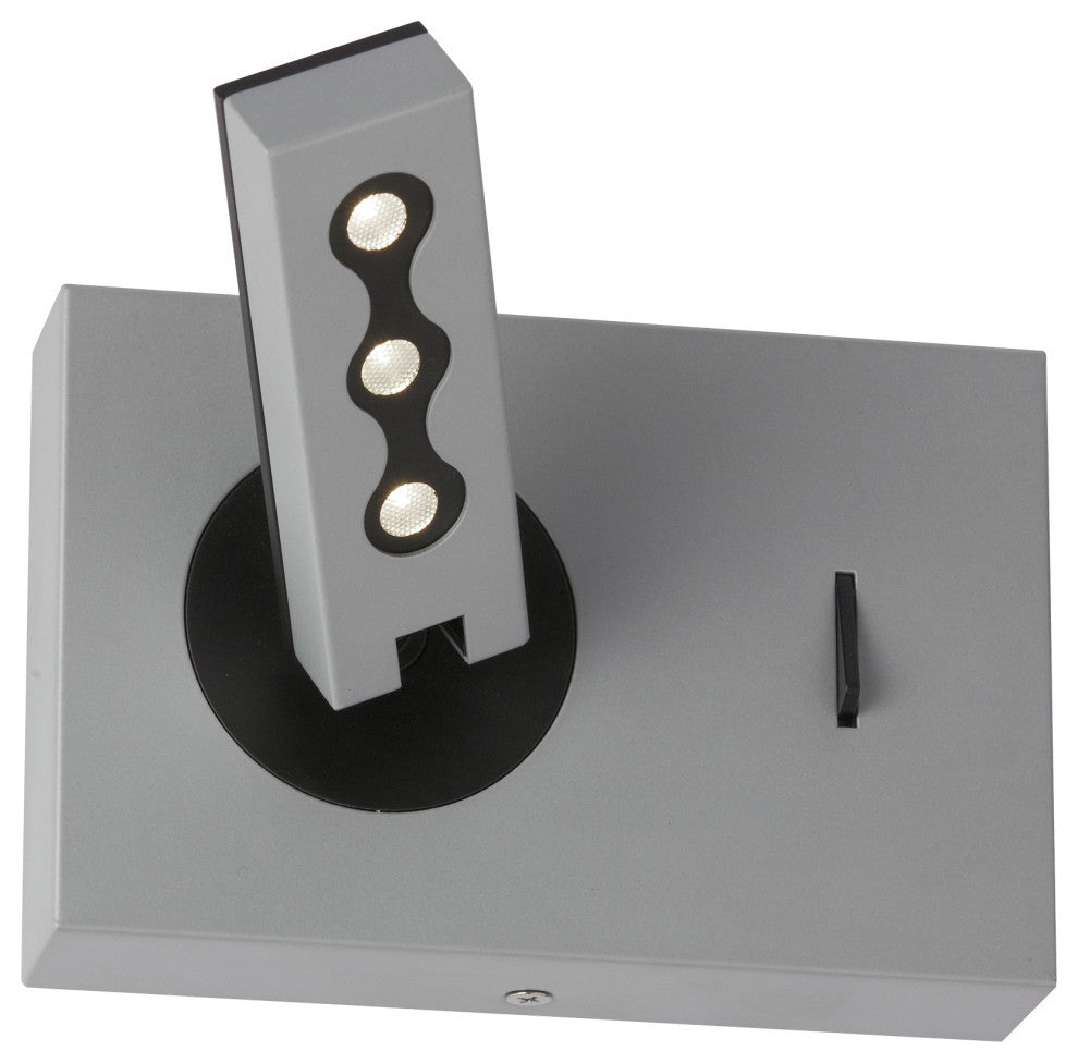Wall Sconce With Reading Lamp, Silver Finish