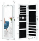 Costway Wall Mounted Mirrored Jewelry Cabinet Organizer Lockable w/ LED Lights